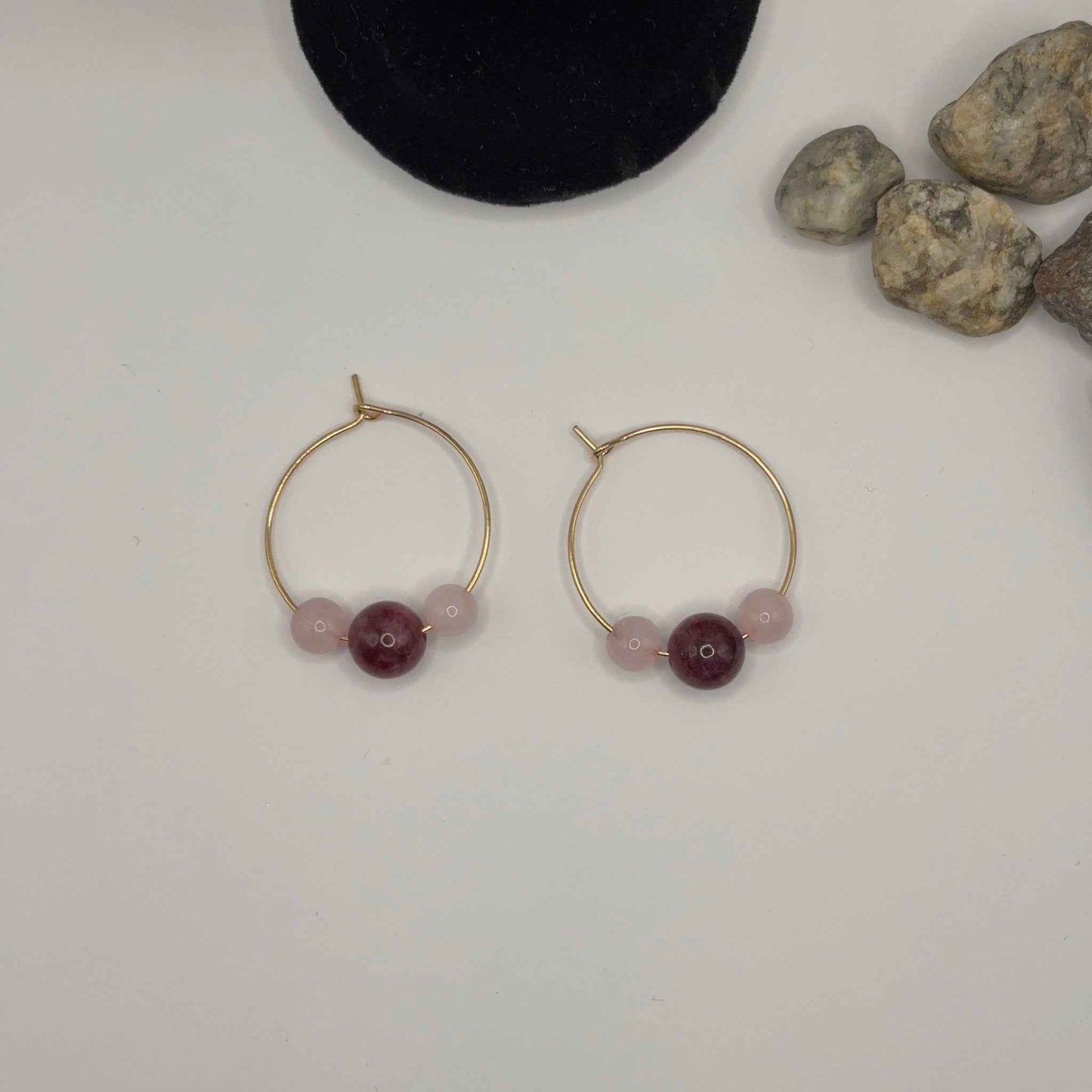 KVARTSI Korvakorut - Ruusukvartsi & Rodoniitti 2,5cm