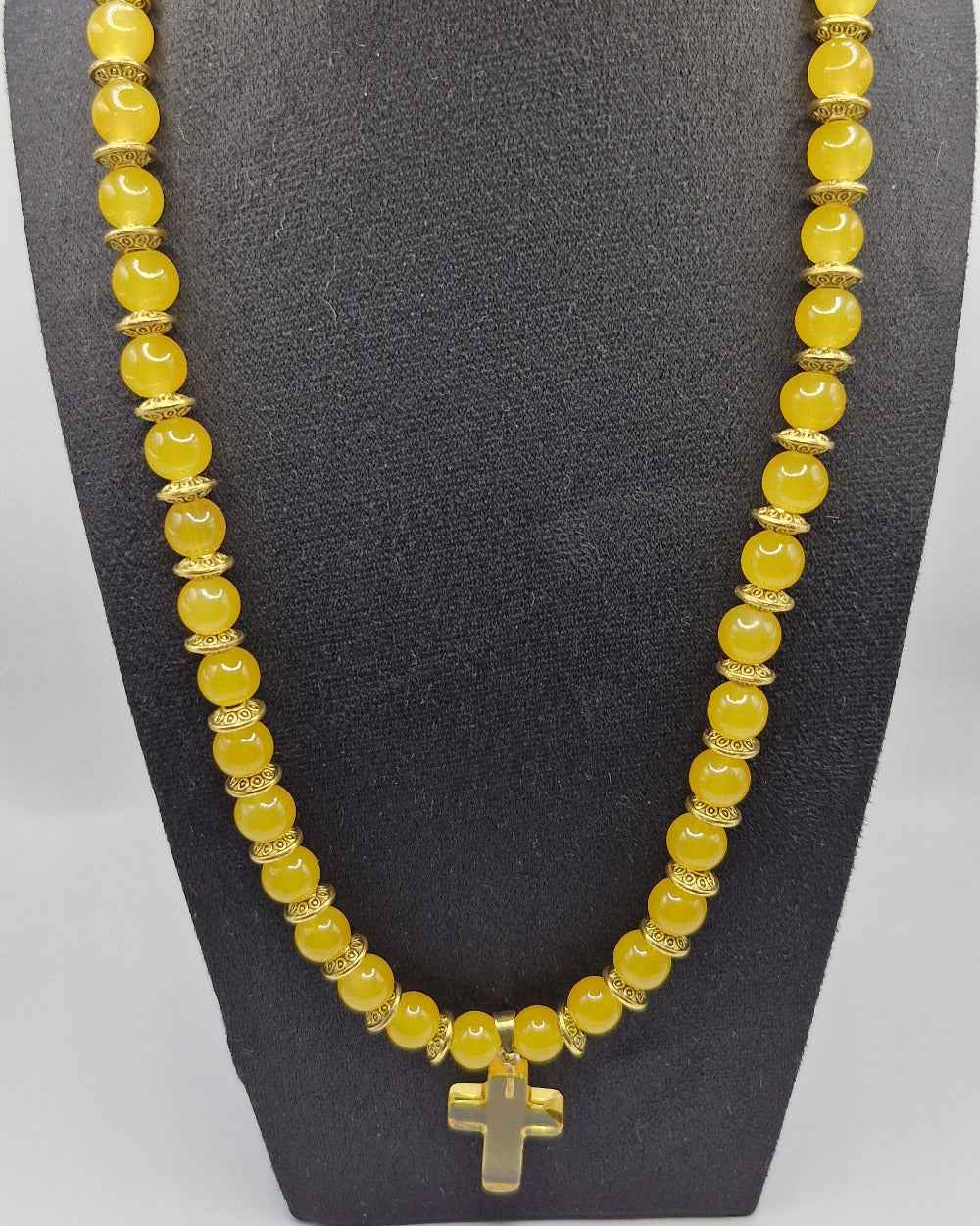 YELLOW Keltainen Kaulakoru Lasihelmistä 49cm