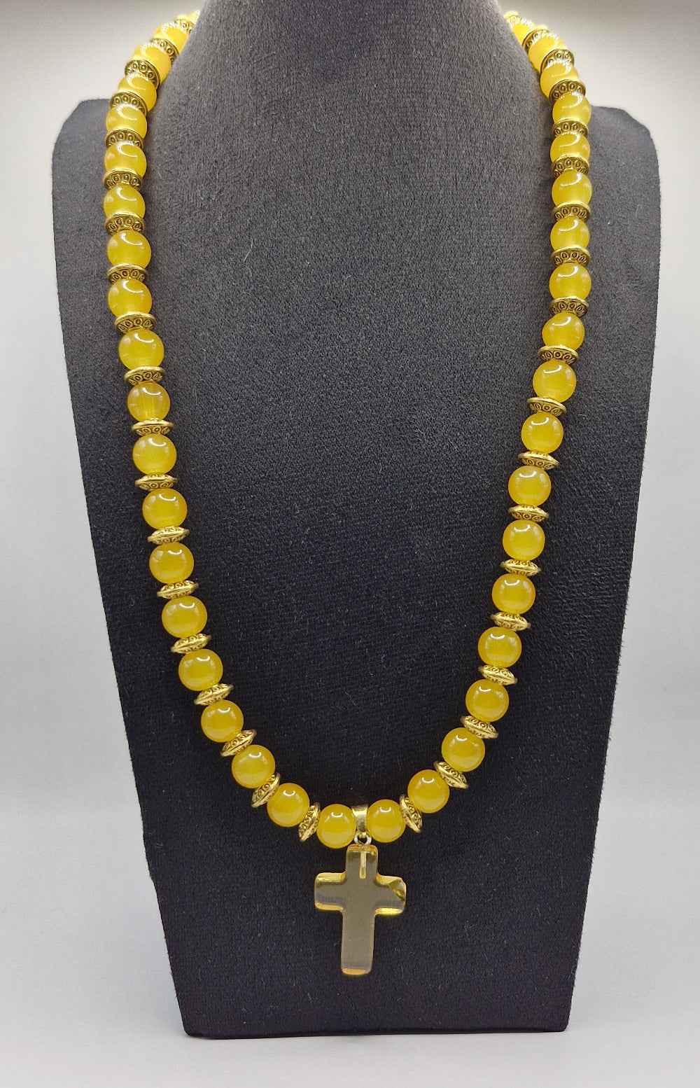 YELLOW Keltainen Kaulakoru Lasihelmistä 49cm