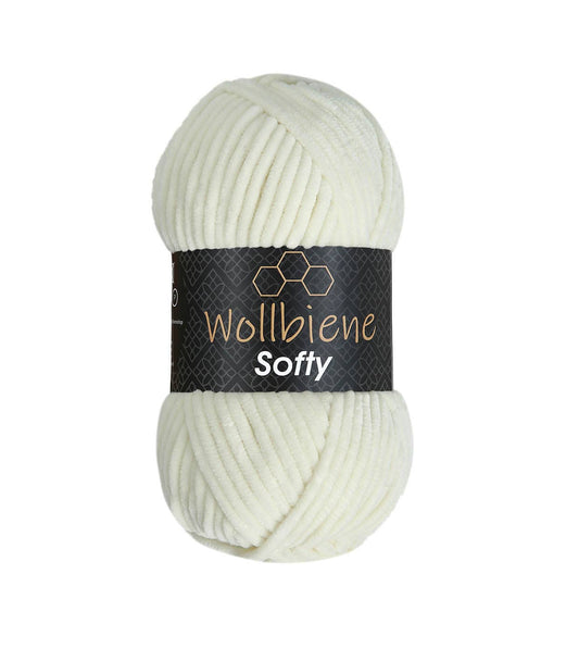 Wollbiene Softy Chenille Lanka 100g - Kerma 02 - Super Bulky Pehmeä Samettilanka - RaskasHilkka.fi