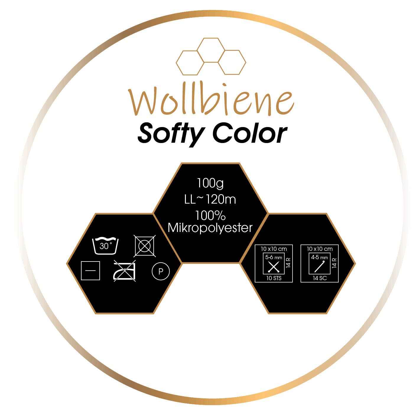 Wollbiene Softy Color Chenille Wool 100g  114 valkoinen-sininen-keltainen