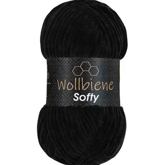 Wollbiene Softy Chenille Lanka 100g - Musta 77