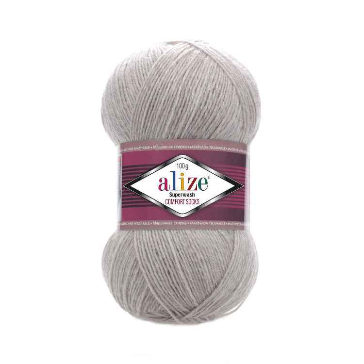 Alize Superwash Comfort 100g vaalean harmaa 21 sukkalanka 4-säikeinen villasukkalanka