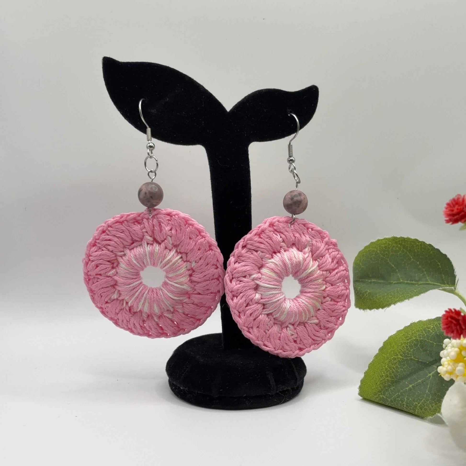 HATTARA PINK - Virkatut Korvakorut Puuvillalangasta