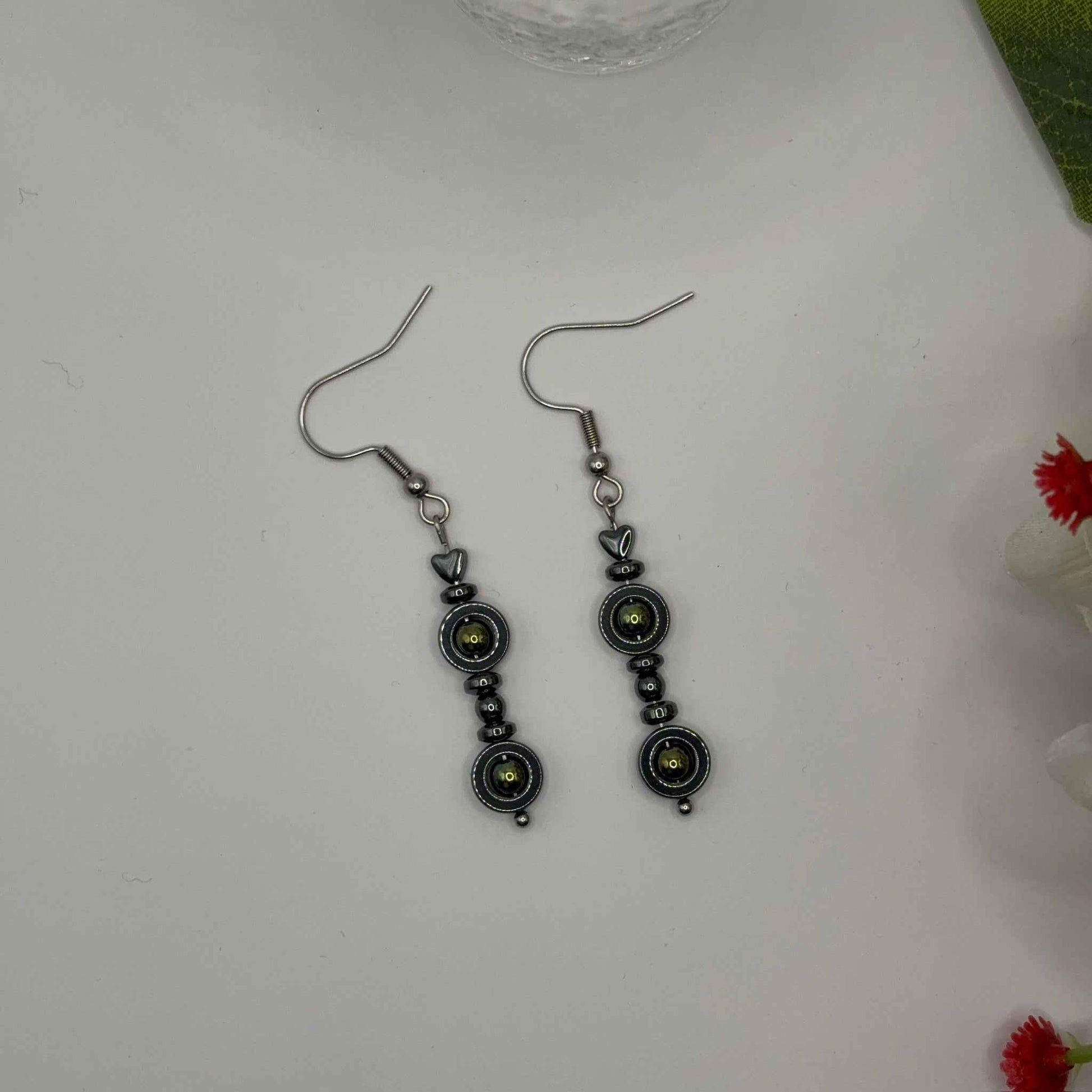 LITTLE DUO Korvakorut - Hematiitti Luonnonkivi 5,5cm - RaskasHilkka.fi