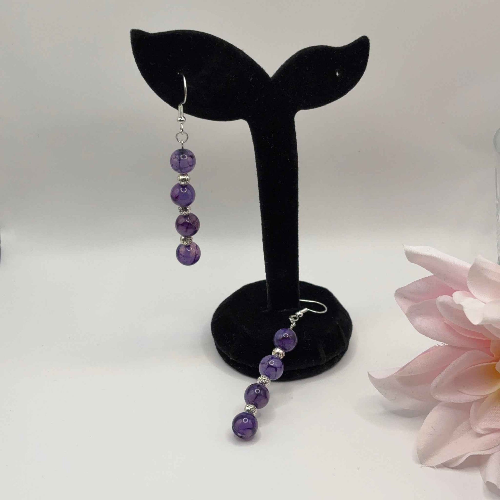 AKAATTI PURPLE Korvakorut - Akaatti & Akryyli 7cm