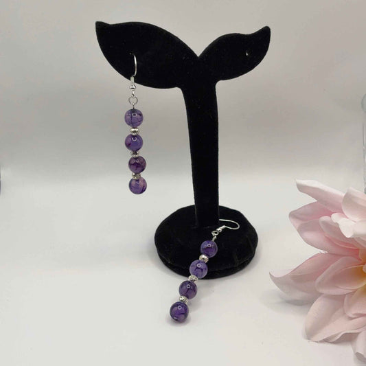 AKAATTI PURPLE Korvakorut - Akaatti & Akryyli 7cm
