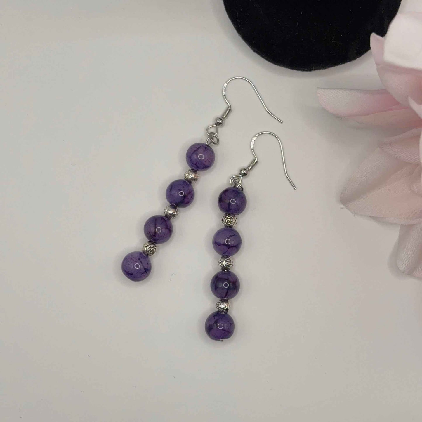 AKAATTI PURPLE Korvakorut - Akaatti & Akryyli 7cm