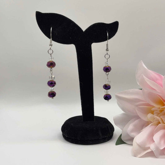 FASETTI Korvakorut - Violetti Lasi 6cm - RaskasHilkka.fi