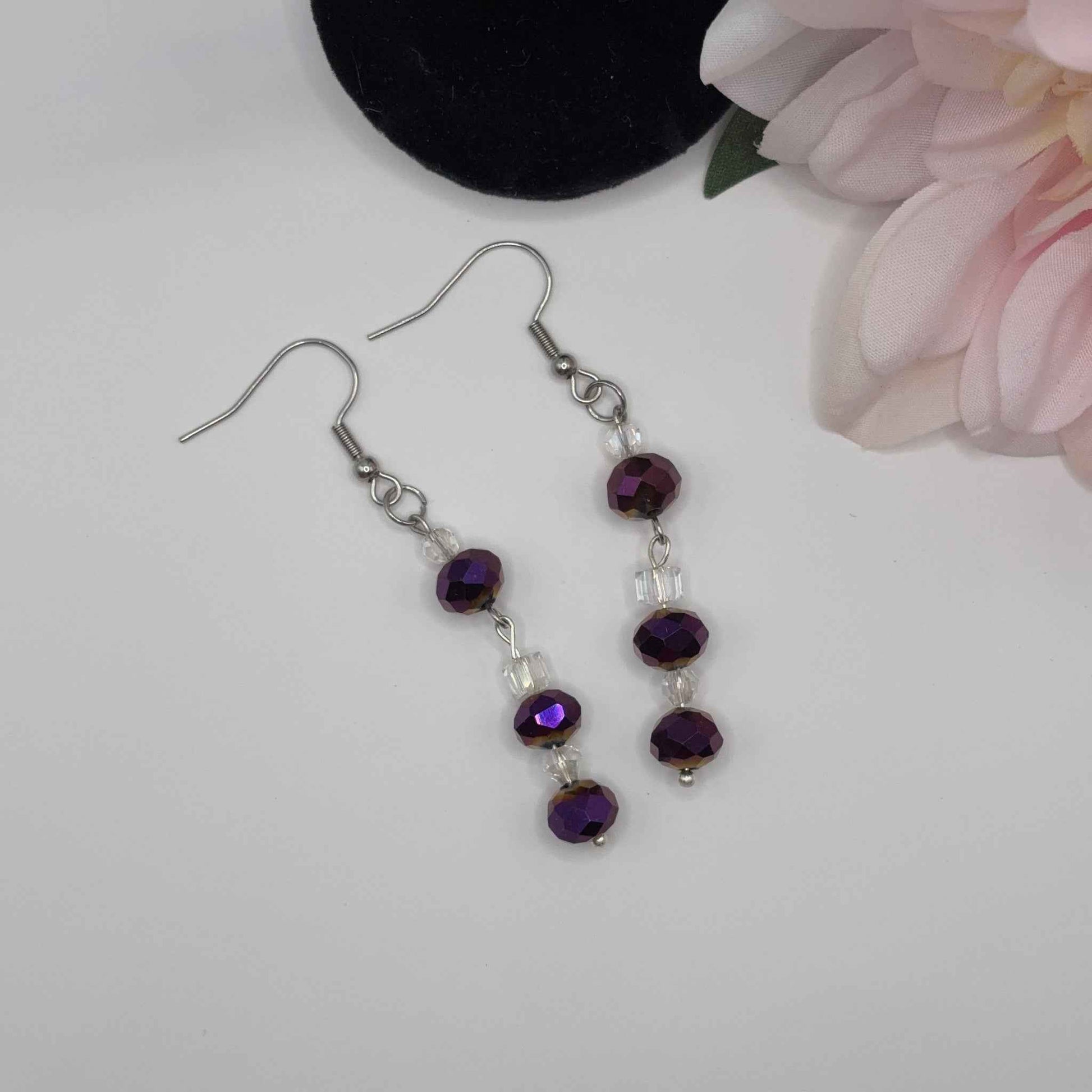FASETTI Korvakorut - Violetti Lasi 6cm - RaskasHilkka.fi
