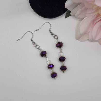 FASETTI Korvakorut - Violetti Lasi 6cm - RaskasHilkka.fi