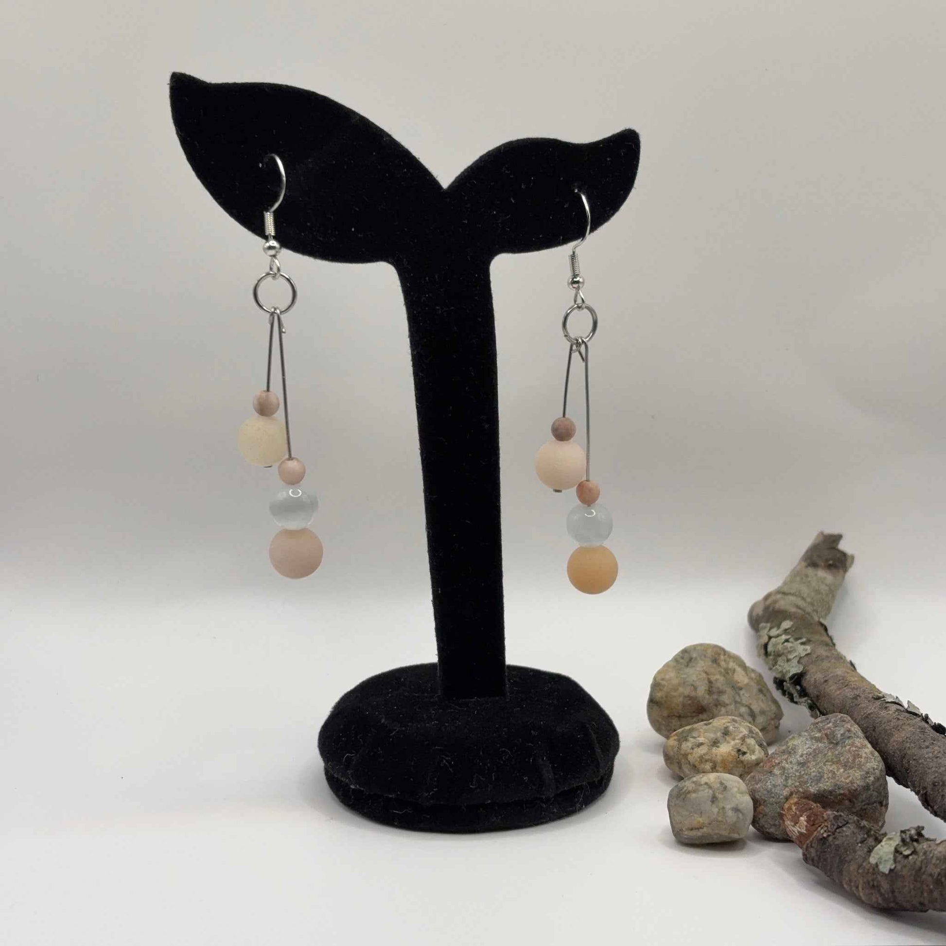 PINK AVENTURIINI Korvakorut - Aventuriini & Kissansilmä 7cm