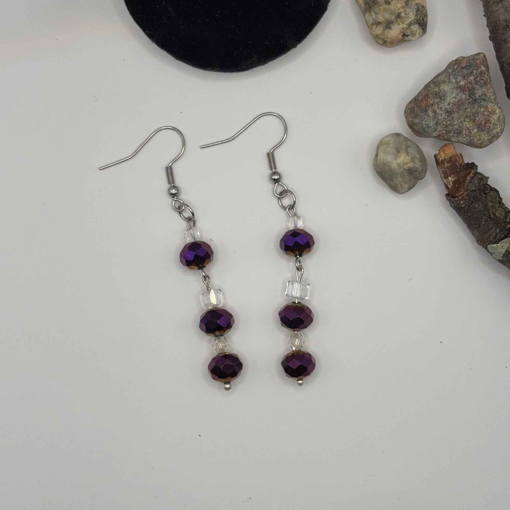 FASETTI Korvakorut - Violetti Fasettihiottu Lasi 6cm - RaskasHilkka.fi