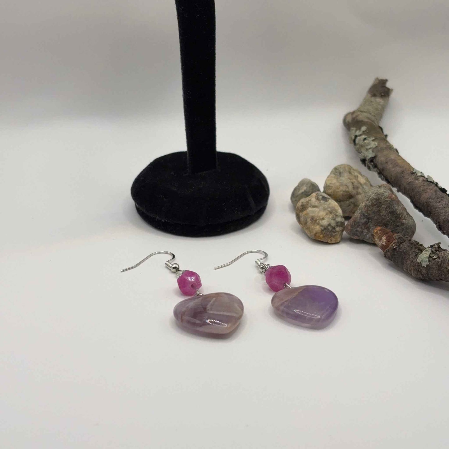 HEART Korvakorut - Ametisti 6cm - RaskasHilkka.fi