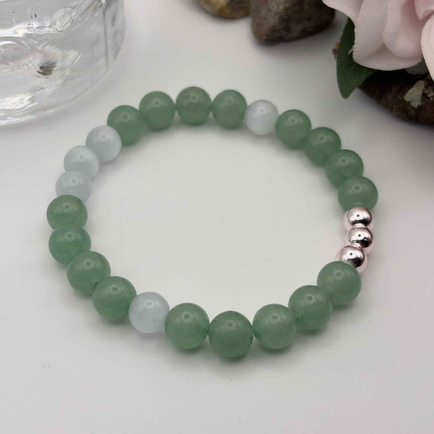 AVENTURIINI GREEN - Vihreä Onnen Rannekoru 17-18cm Kissansilmä & Hematiitti