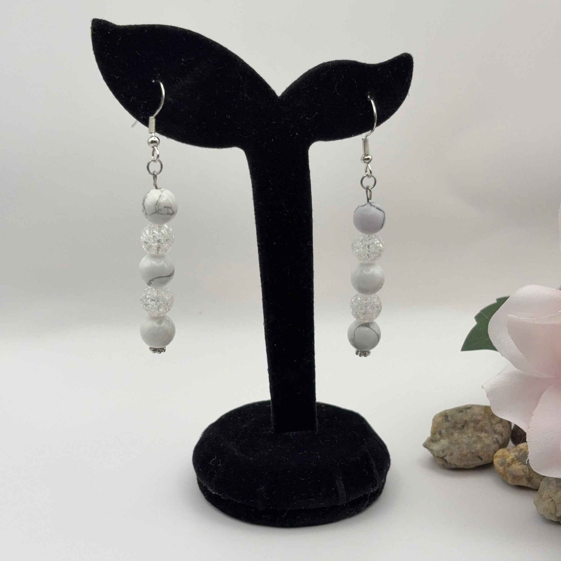 HOWLIITTI & SÄRÖKRISTALLI Korvakorut 6,5cm - Rauhoittava Sterling Hopea