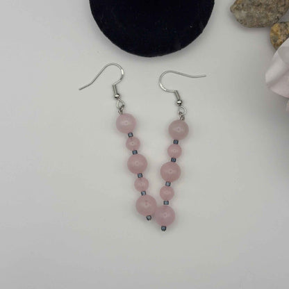 PINK Korvakorut - Ruusukvartsi & Hematiitti 6,5cm