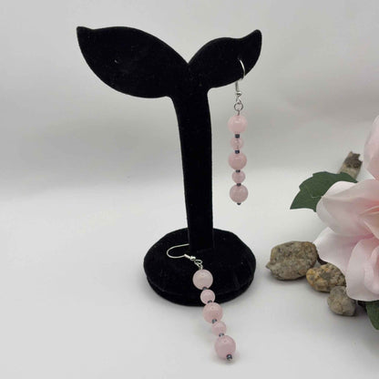 PINK Korvakorut - Ruusukvartsi & Hematiitti 6,5cm