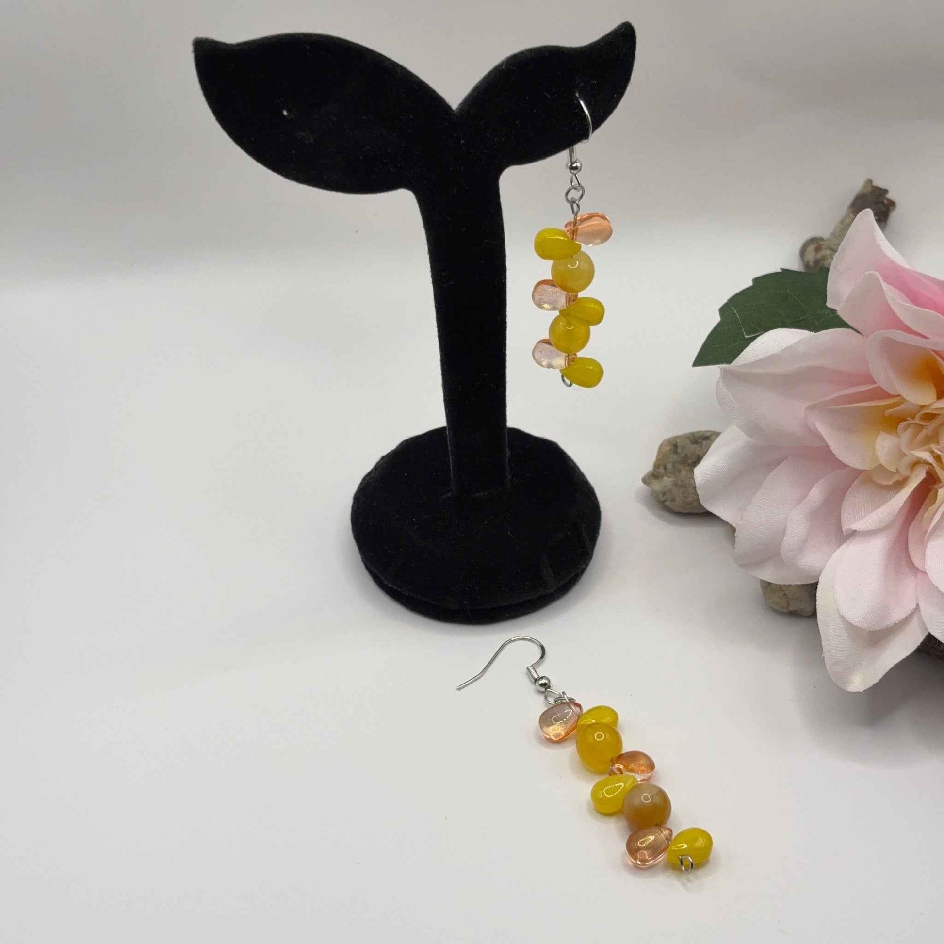 YELLOW Korvakorut - Aventuriini & Lasi 7cm