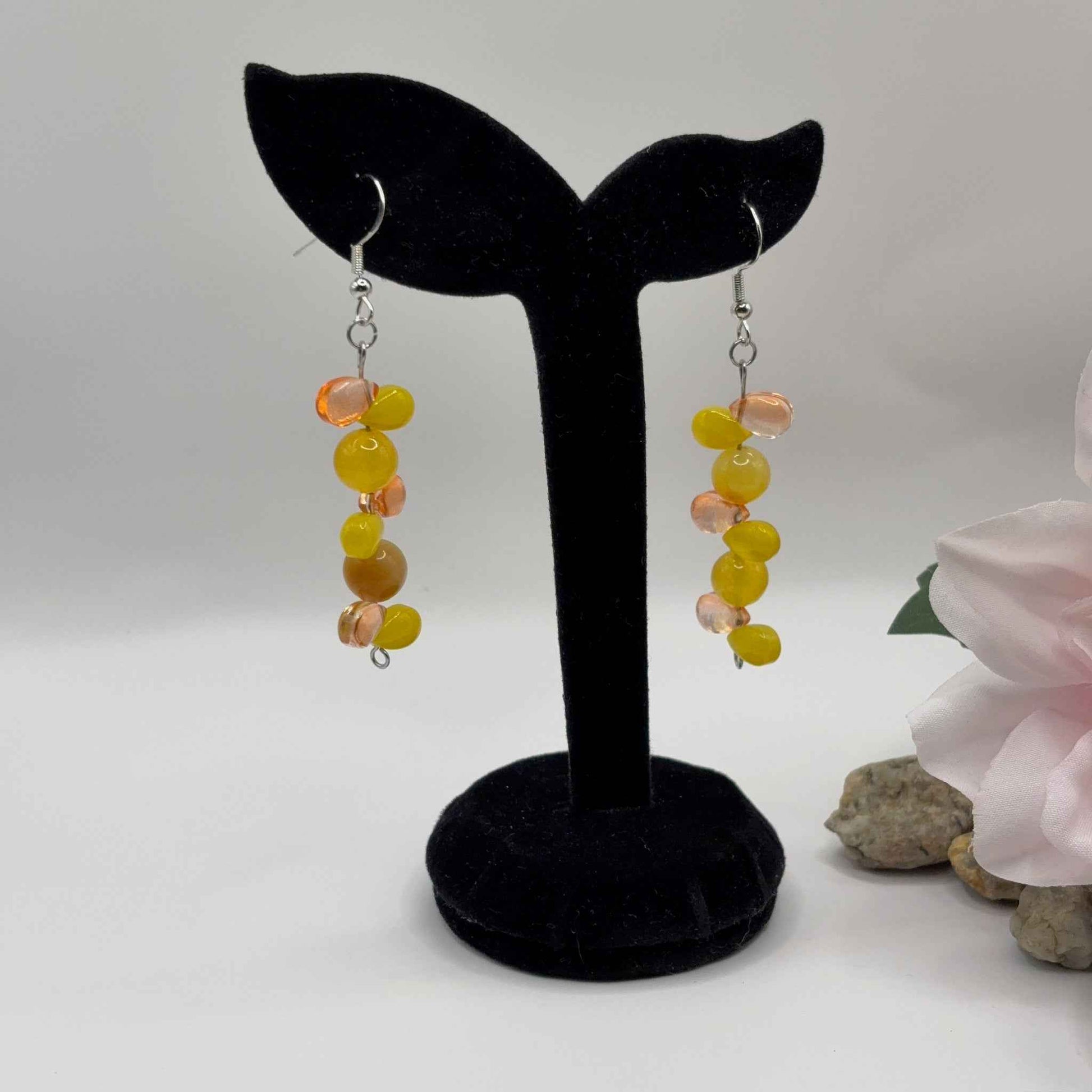 YELLOW Korvakorut - Aventuriini & Lasi 7cm