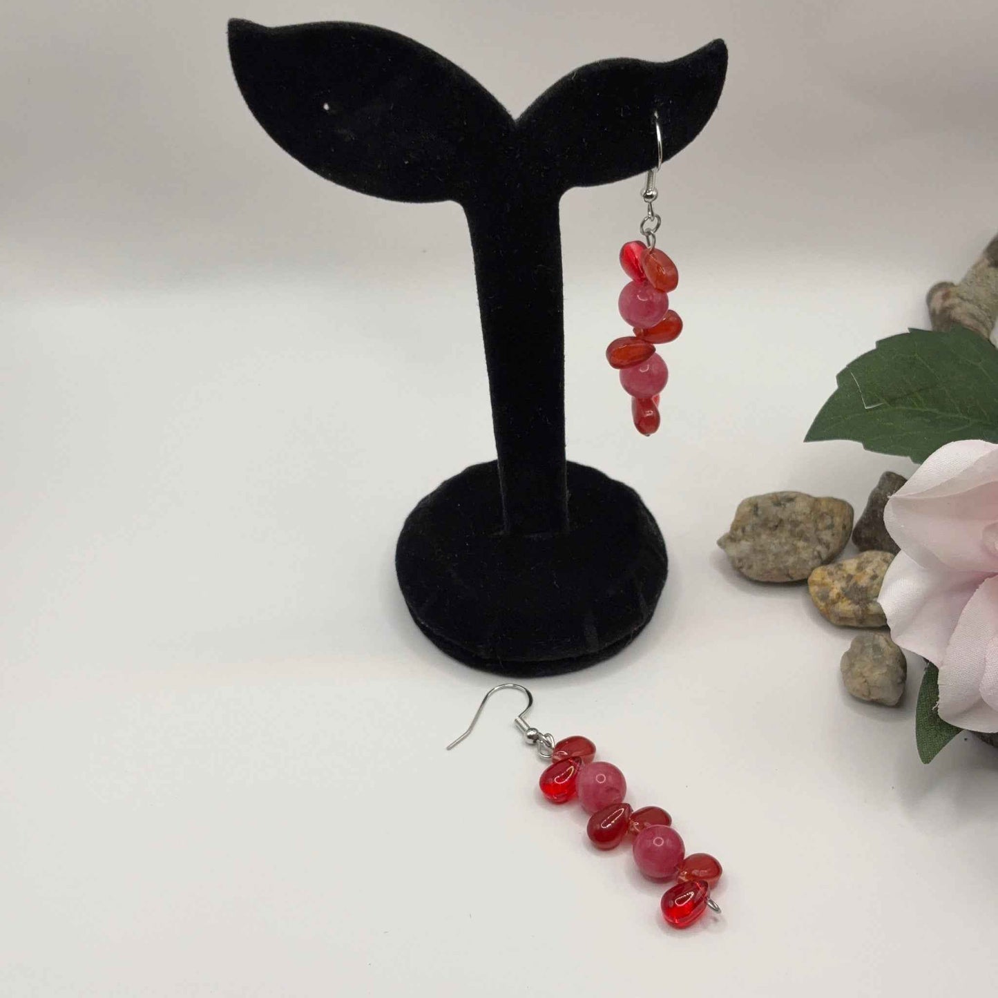 BERRIES Korvakorut - Rodoniitti & Lasi 7cm