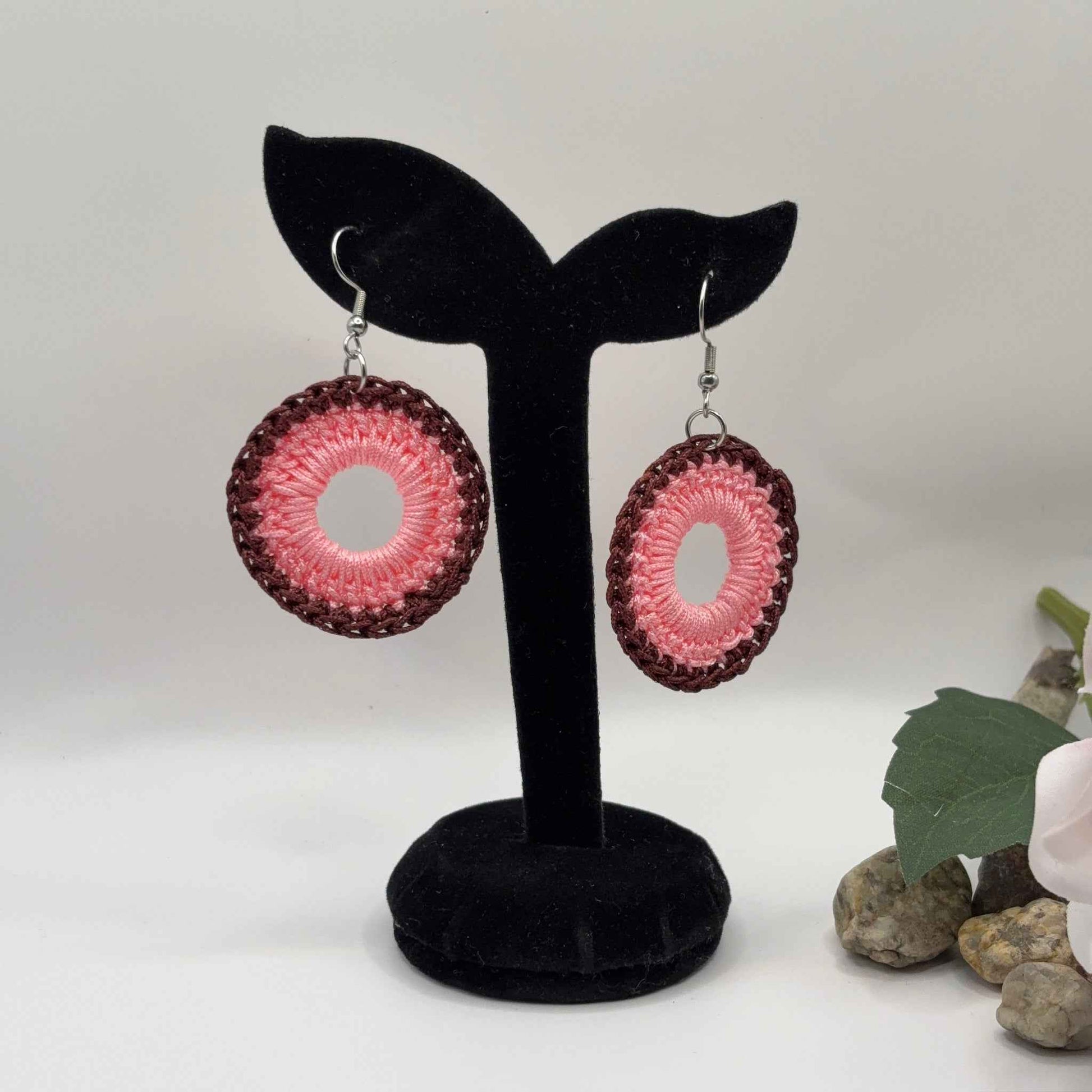 PINK - Virkatut Korvakorut Nailonlangasta