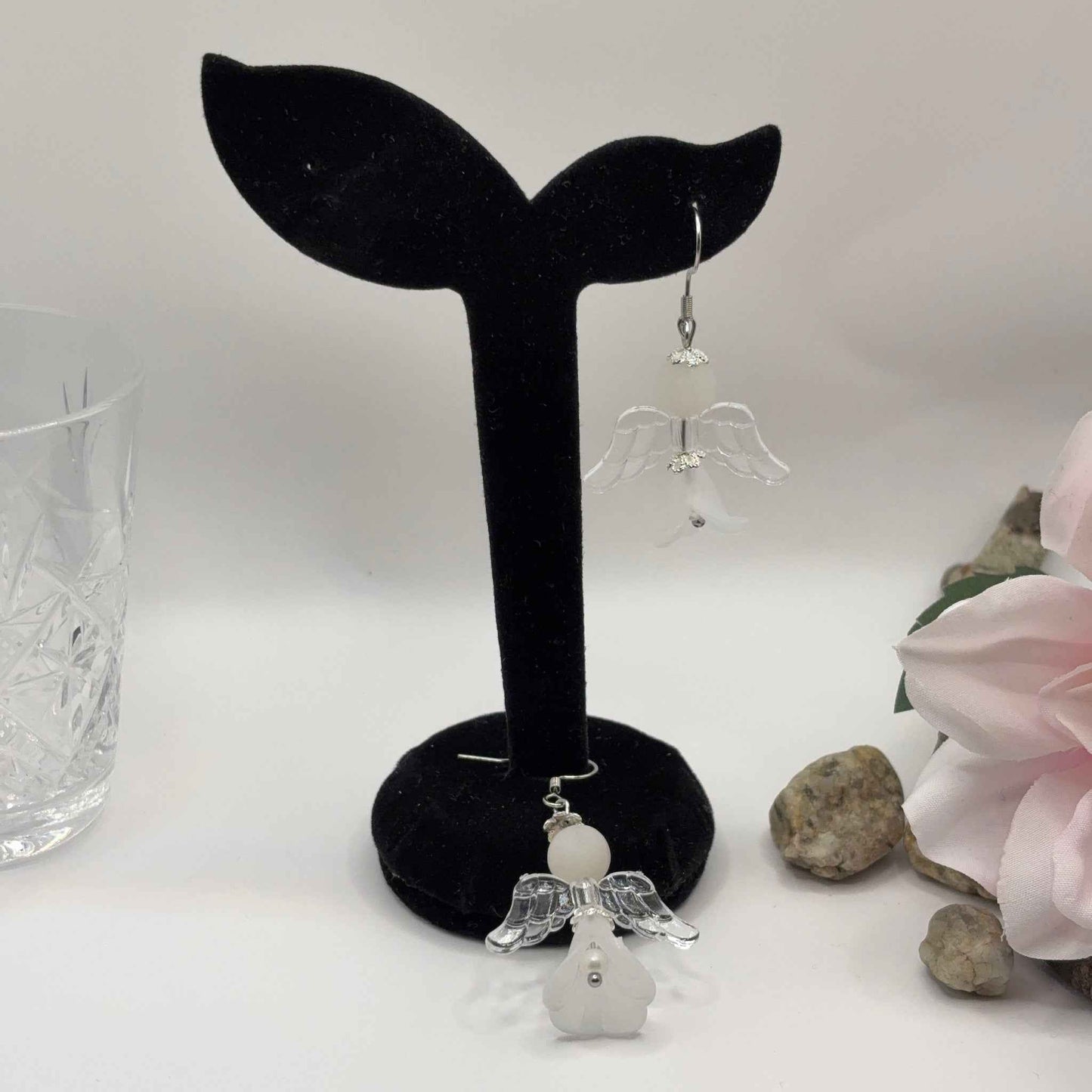 WHITE ANGEL Korvakorut - Aventuriini & Akryyli 5cm
