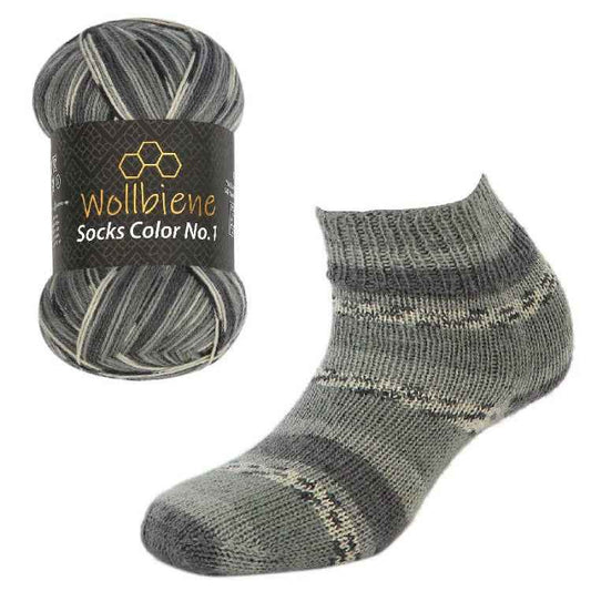 WollBiene ohut 4-säikeinen sukkalanka 100g/420m 48 musta-harmaa