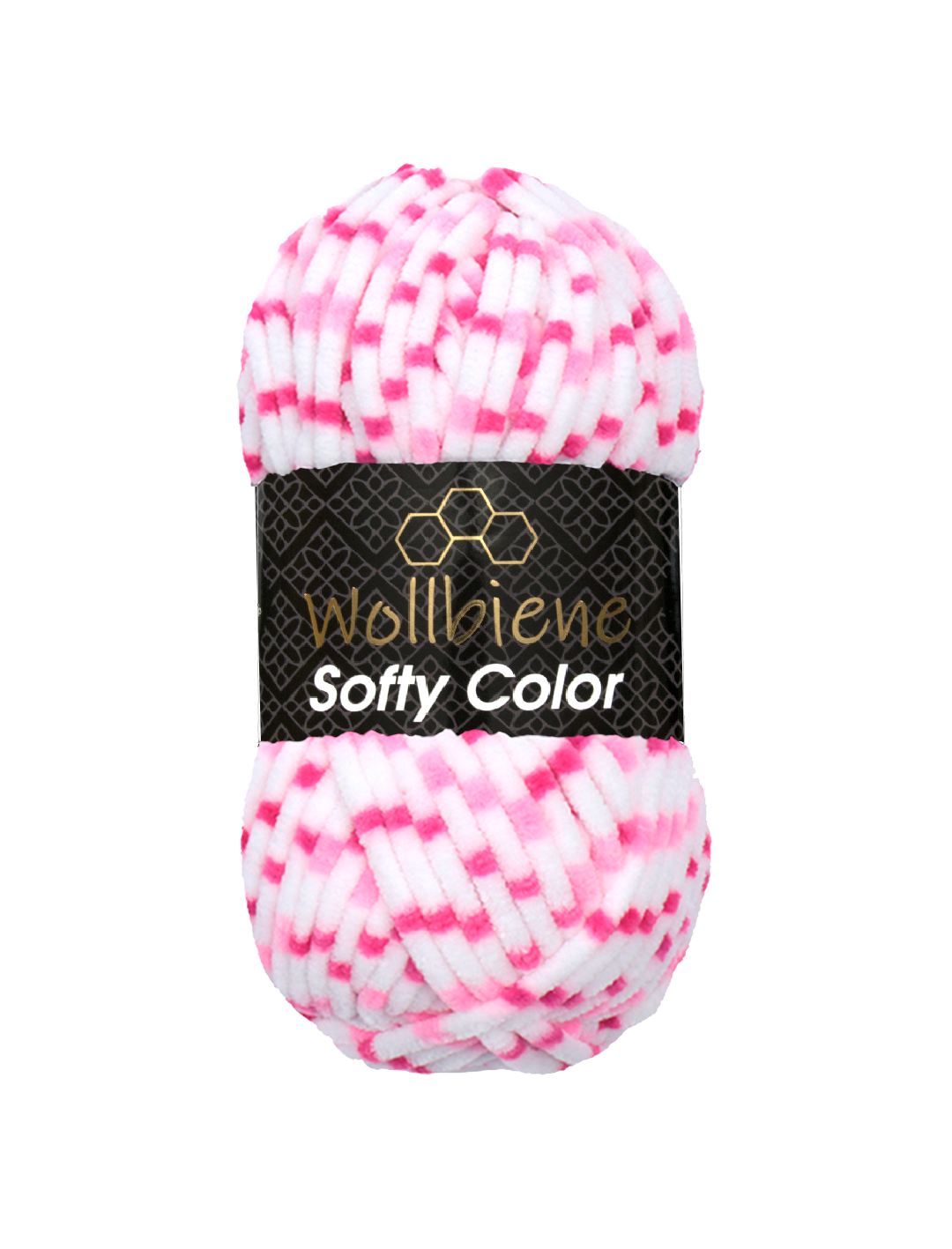 Wollbiene Softy Color Chenille Wool 100g 113 valkoinen-pinkki